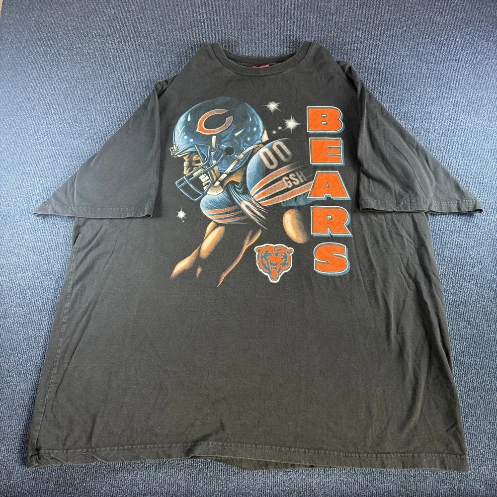 NFL Chicago Bears Graphic T-Shirt Mens 3X Tall Black Cotton Short Sleeve Tee